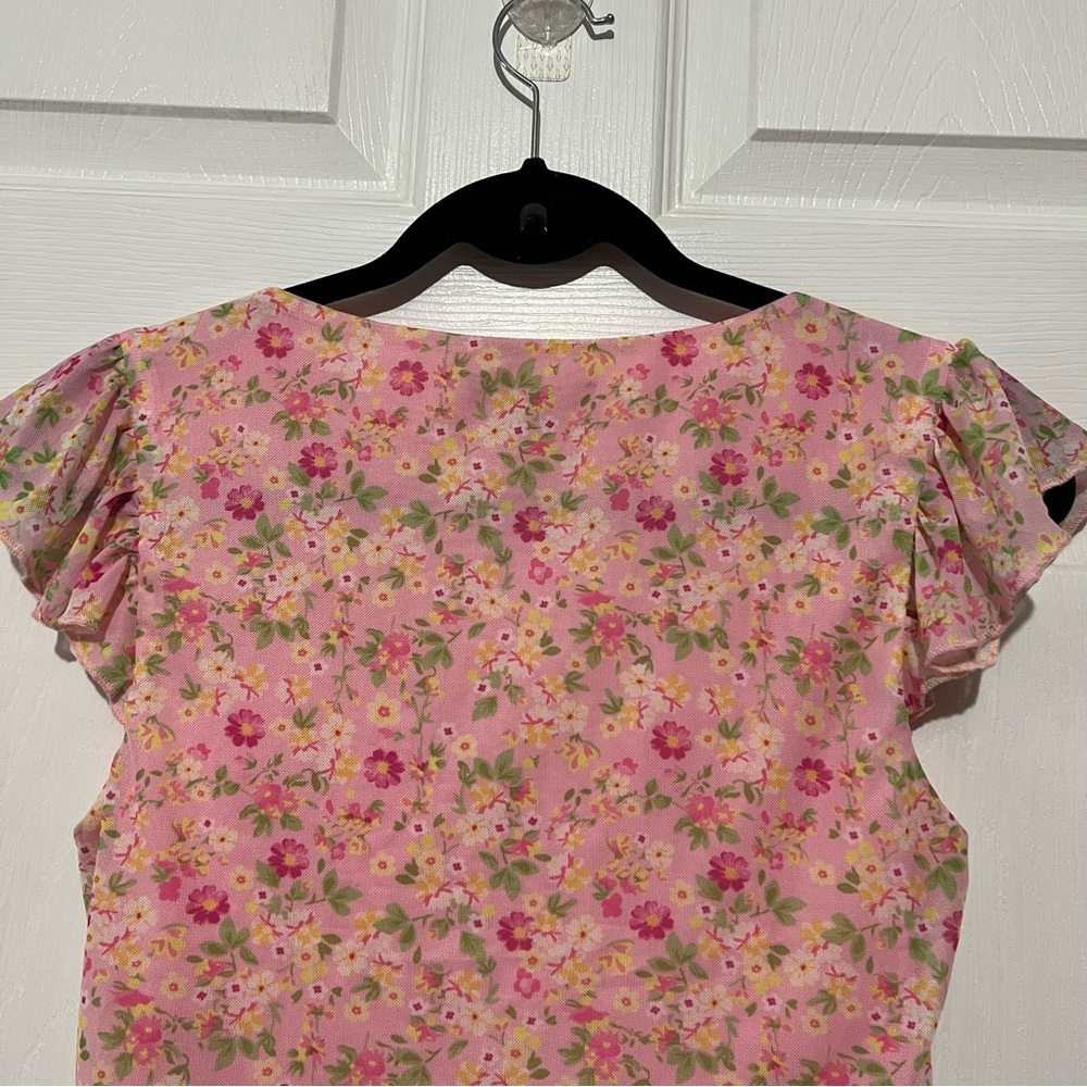 💗 Mixed Threads by Los Angeles - Woman’s Floral‎ Cropped Blouse - Picture 6 of 7